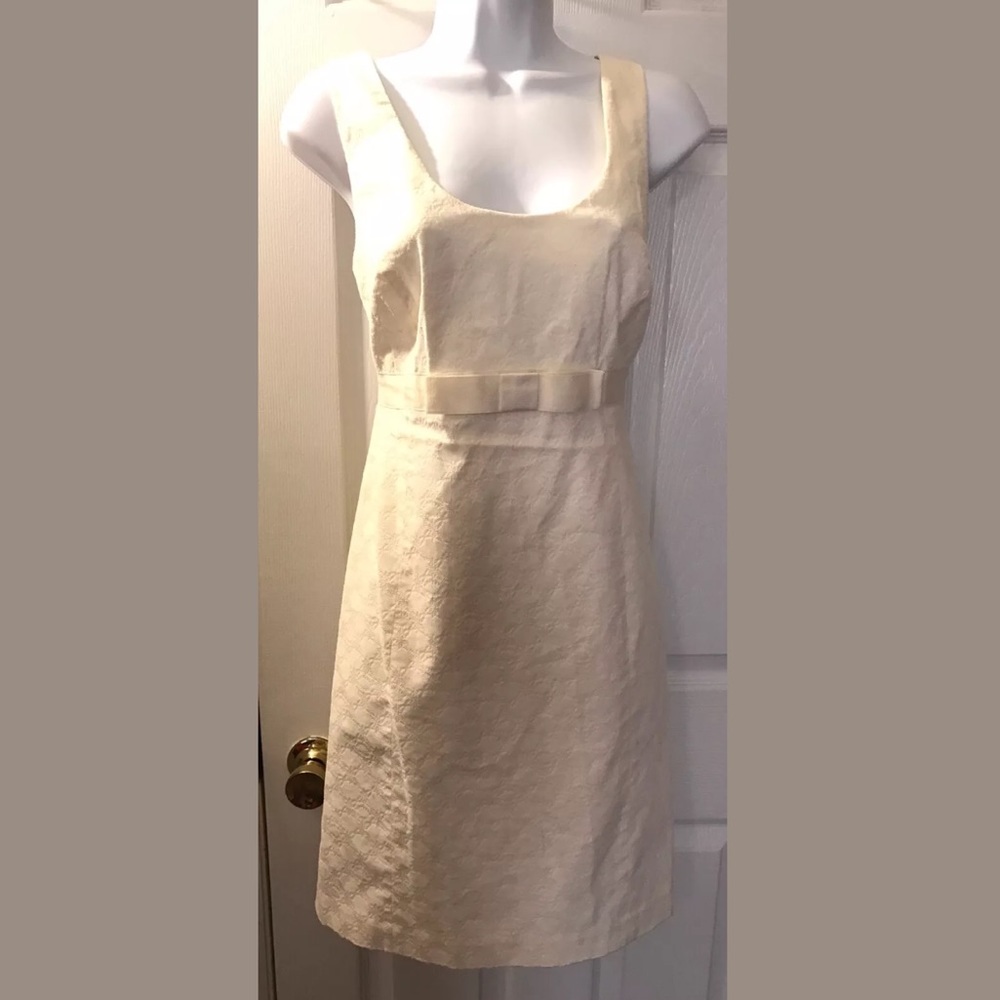 VINEYARD VINES Soirée Dress Velvet Ivory Shift Sheath Cream Rope Nautical